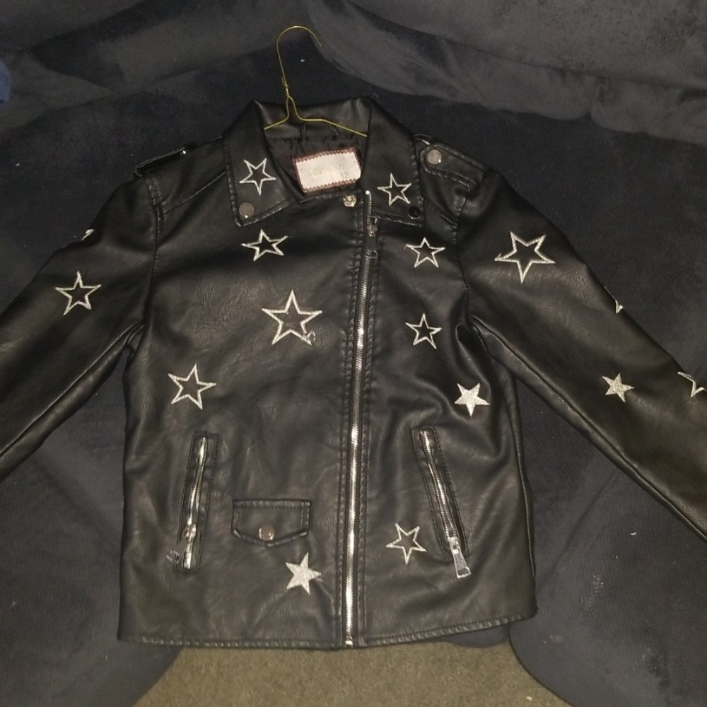 Faux Leather Girls Jacket